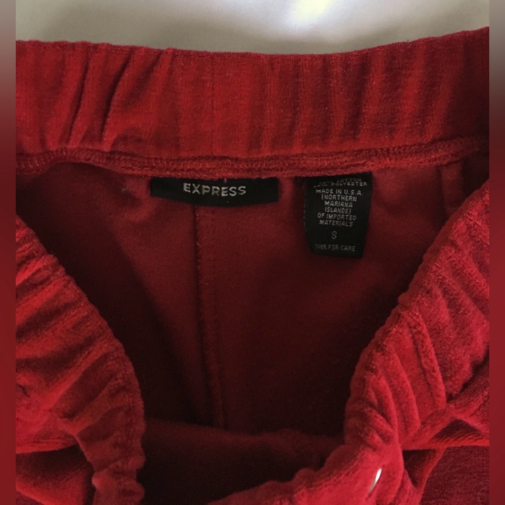 Y2k EUC Express red velour track suit set, size S, worn 3x. - Picture 7 of 16